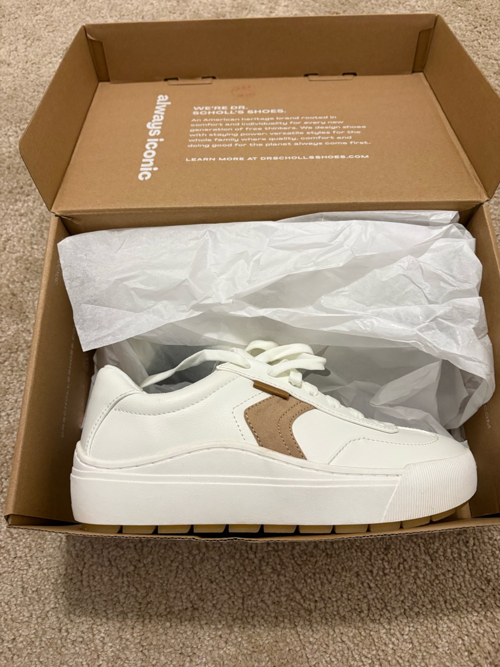 Dr. Scholl's White Sneakers with Tan Accent